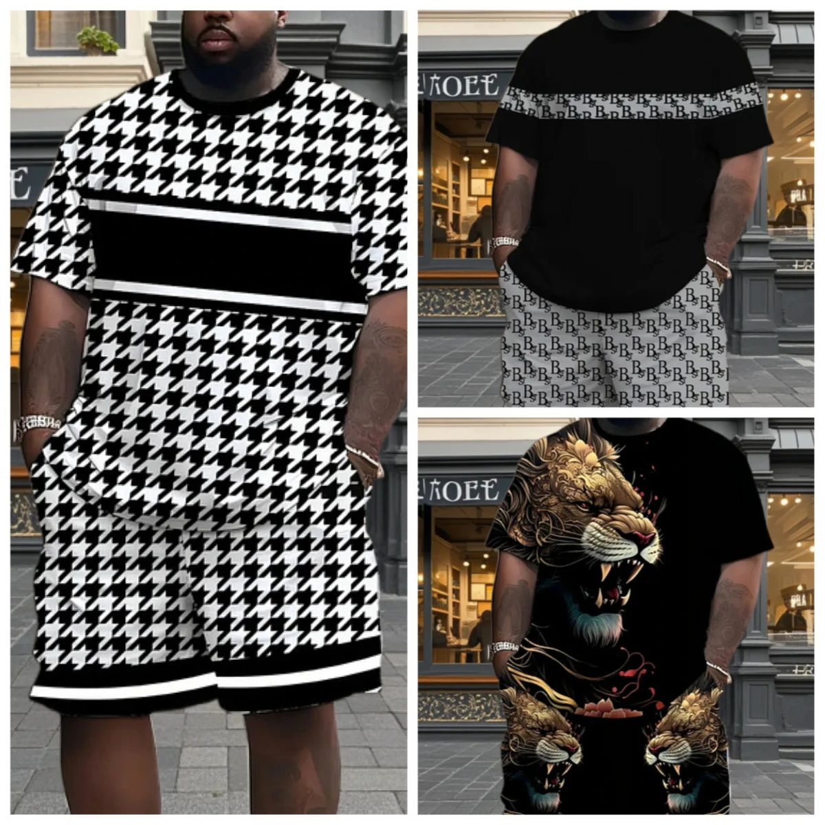 

2025 Latest Hot T-shirt Set 3D Vacation Style Trendy Various Elements Fashionable Street Men's Set Summer Top Shorts Breathable