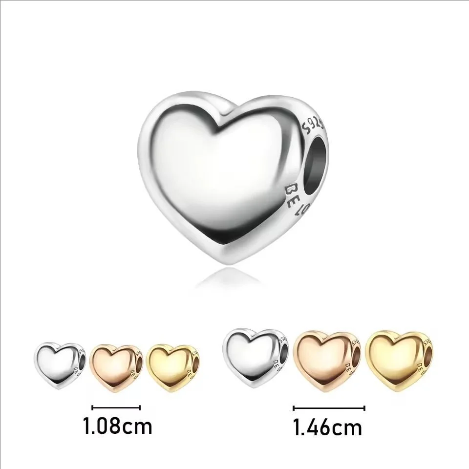 Hot Sale Hearts Charms DIY Women Jewelry Gifts Golden Be Love Engravable Heart Beads Fit Original Bracelets Necklace Accessories