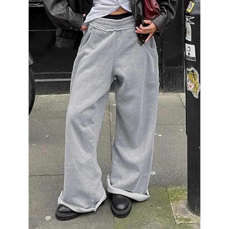 

Harajuku Casual Grey Sweatpants Women Baggy Vintage Hip-hop Sports Pants Streetwear Straight Korean Fashion Solid Pants