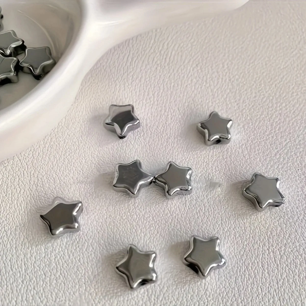 400/200 Stück 7 mm gerade, silbrige Sternperlen mit Loch für die DIY-Handarbeit – Detail 9