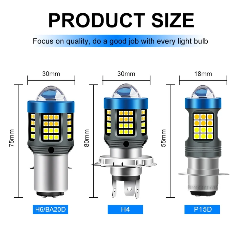 BA20D LED Motocycle Headlight  H4 LED Bulb H6M ATV LED Headlight Bulb Amber/White Low High Beam.