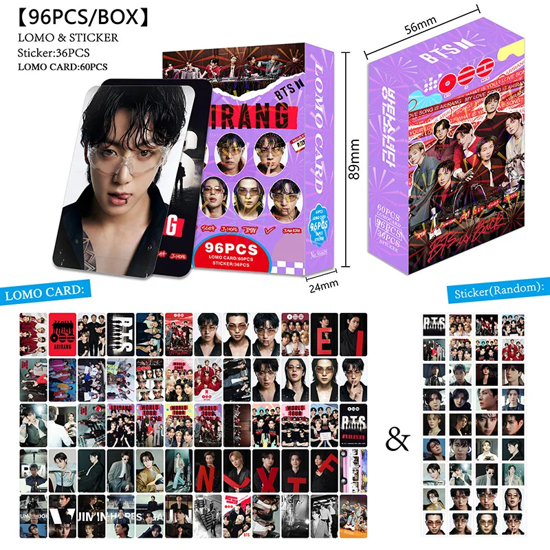 KPOP BTS ARIRANG 96PCS Lomo Cards Stickers Set Bangtan Boys HD Photocards Collection Postcards Fans Gift Idol Merch