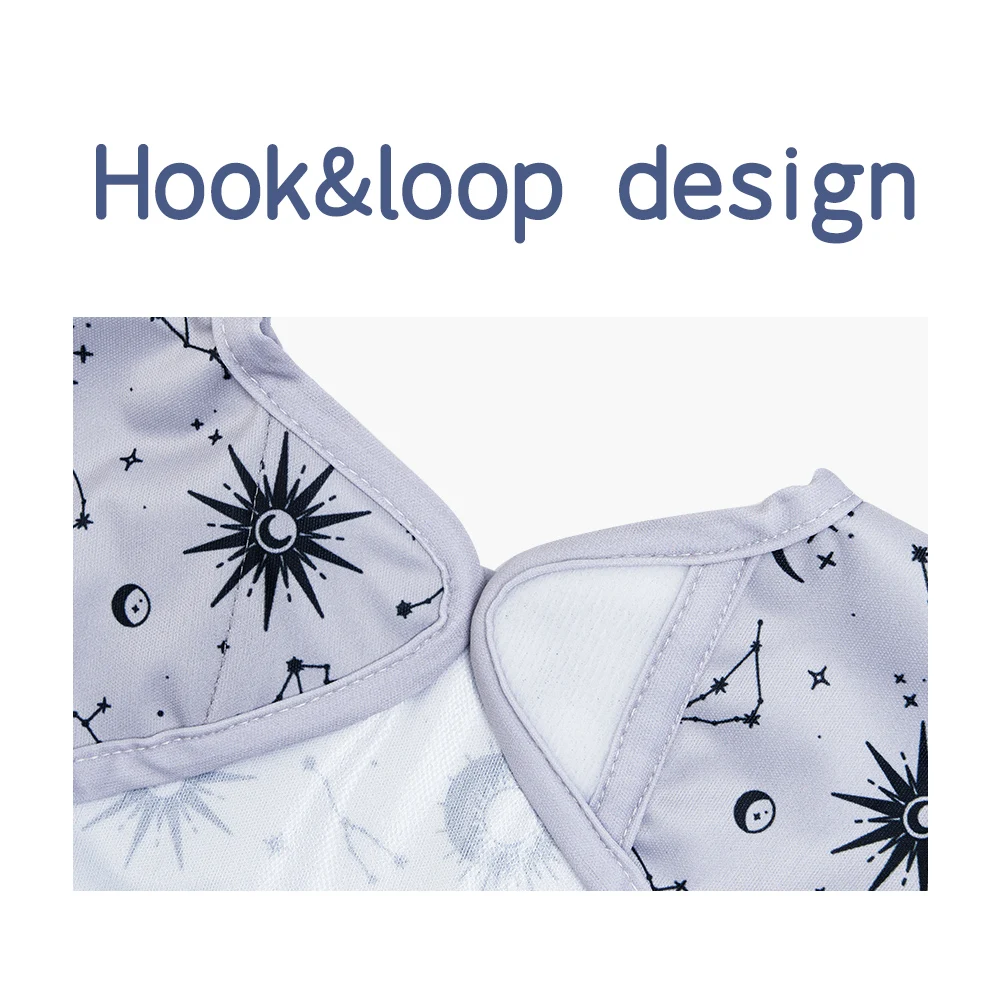 HappyFlute New Cute Print One Piece With Big Pocket Waterproof Printing Sleeveless Hook&Loop Design Reusable Baby Feeding Bibs