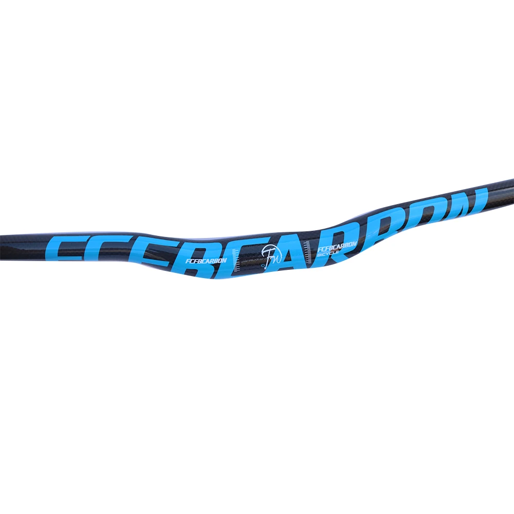 FCFB niebieska kierownica rowerowa MTB uchwyt rowerowy z włókna węglowego Riser prosta/płaska kierownica 25.4*380/400/420/440/460/480/500/520-700mm — zdjęcie 3