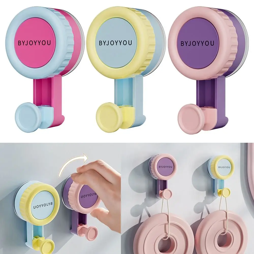 New Reusable Suction Cup Hooks Punch Free Dopamine Rotating Suction Cup Hook Traceless Wall Hook Storage Hanger for Bathroom