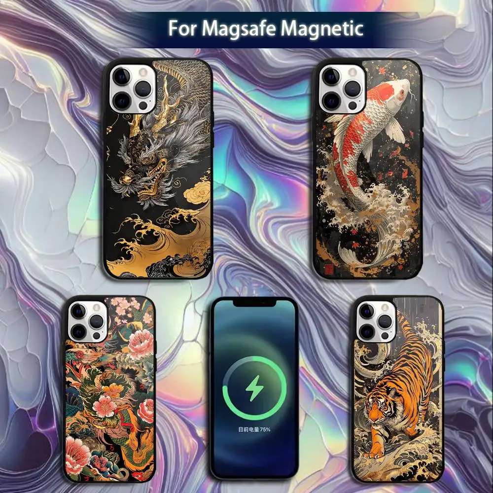 

Japanese style Ukiyo-e Phone Case For iPhone 16e,16,15,14,13,12,11,Plus,Pro,Max,Mini Magsafe Magnetic Wireless Charging