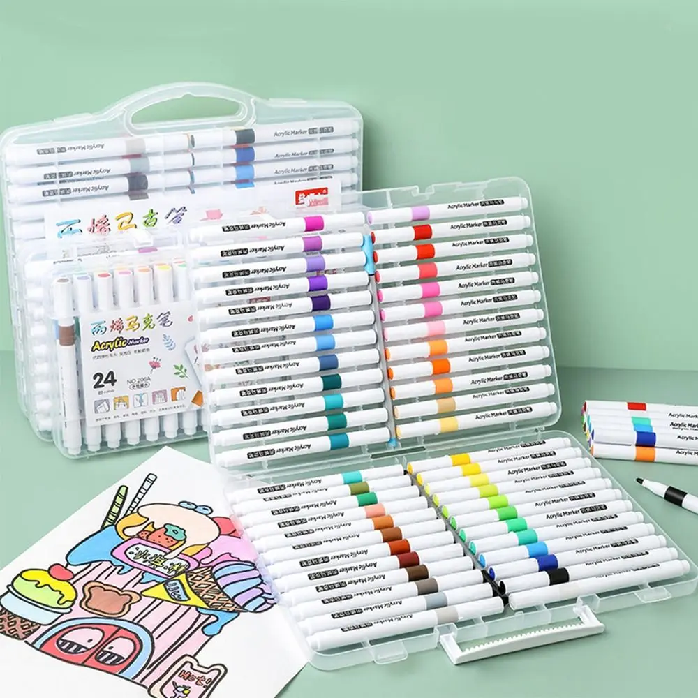 Waterproof 12/24/36/48/60 Colors Acrylic Marker Drawing Graffiti Art Painting Markers Pens DIY Crafts Painting