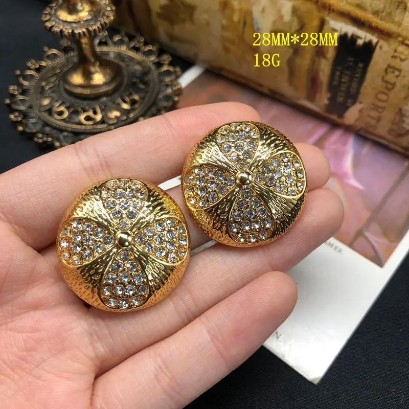 fashionable retro gemstone diamond silver needle ear earrings elegant simple metal ball shaped jewelry
