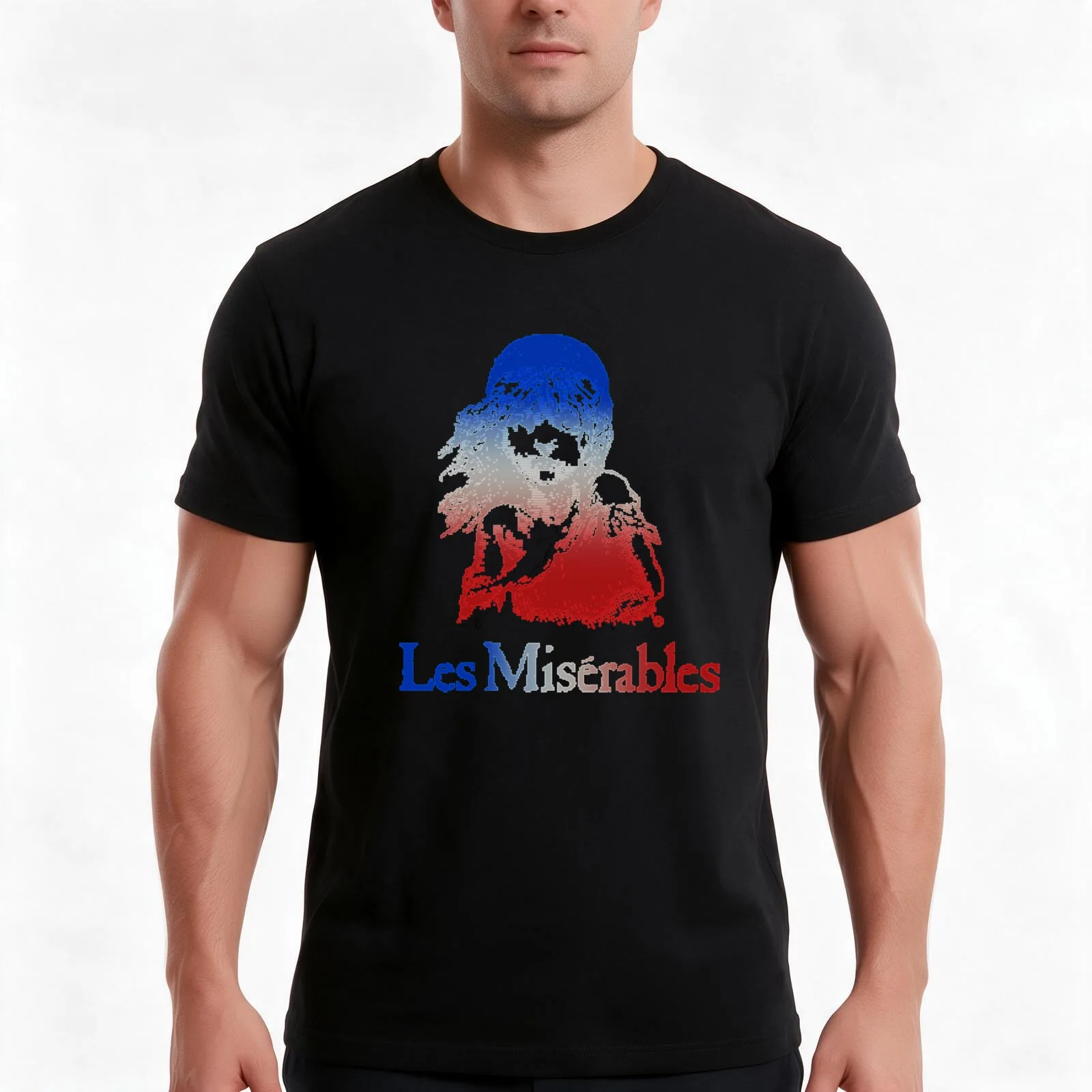 Les Miserables Logo with the French Flag Colors T-Shirt, Summer Casual Cotton Tee, Oversized Streetwear Tops, Unisex Men Women