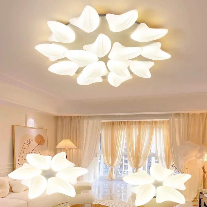 

Flower Led Ceiling Chandelier for Living Room Bedroom Aisal Modern Remote Dimming Home Decoration Indoor Lighting Lustre Fixture