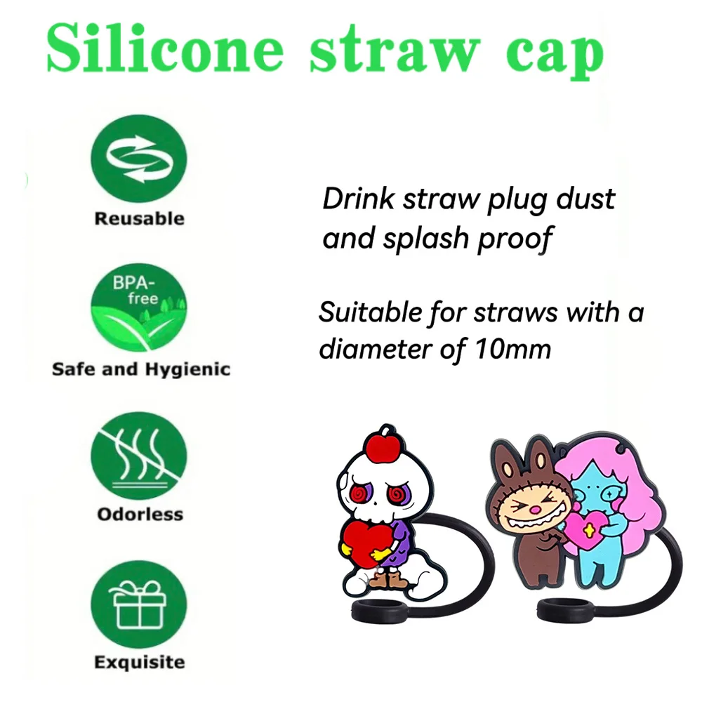 5/9/18pcs Trendy toys Straw Cover Cap 10MM Drink Straw Plug Reusable Fit Cup Accessories Straw Cap Charms Pendant Christmas Gift