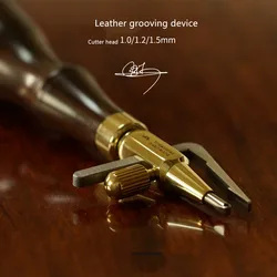 YORKSHINE Leather Slotting Tool Set 1.0/1.2/1.5mm M390 Steel Head Adjustable Edge Crease Slot Machine With Black Walnut Handle