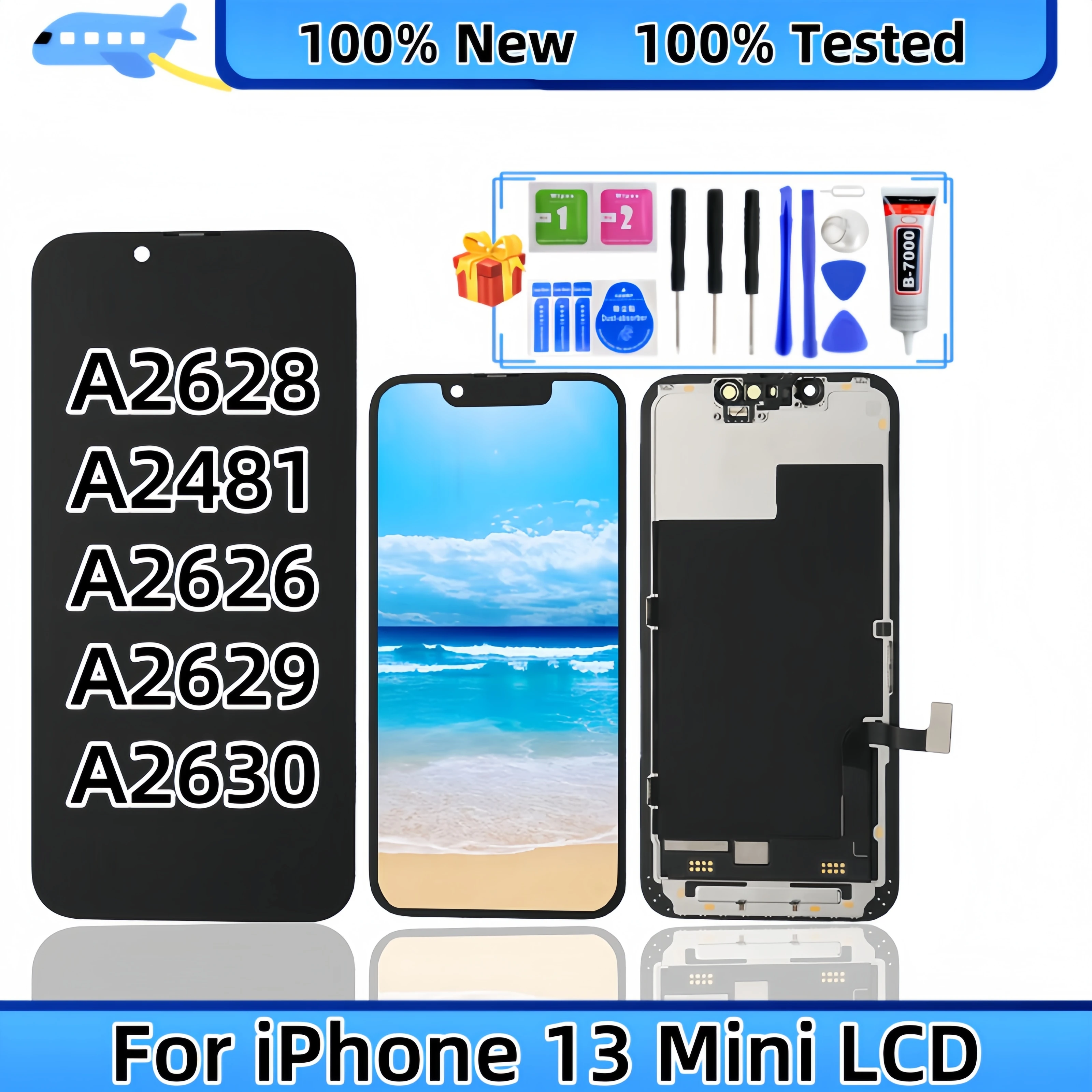 

LCD Display Touch Screen Digitizer Assembly Replacement,Fit for iPhone 13 Mini, A2628, A2481, A2626, A2629, A2630