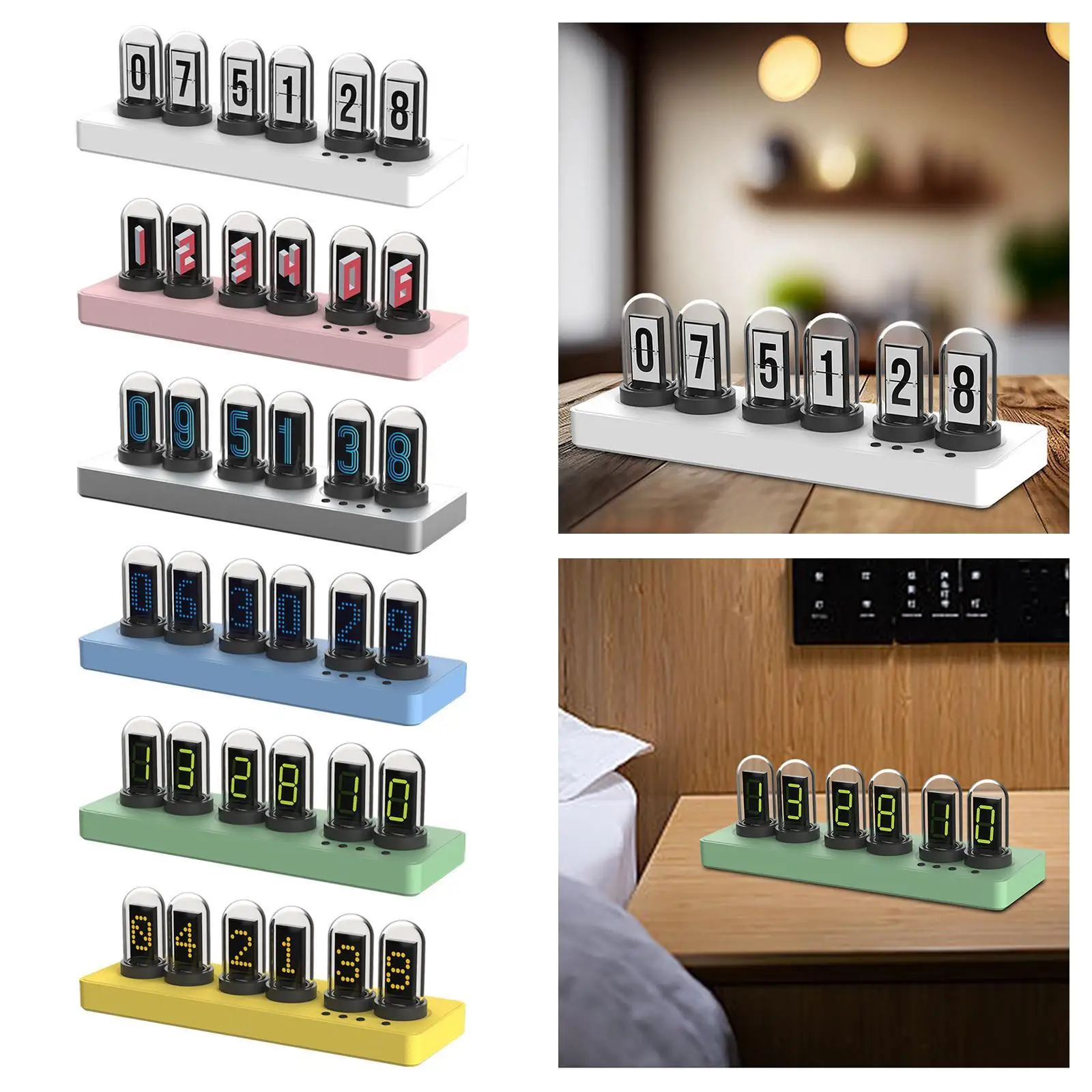 

IPS Nixie Tube Clock Креативные электронные часы-будильник 6-битный IPS ЖК-экран