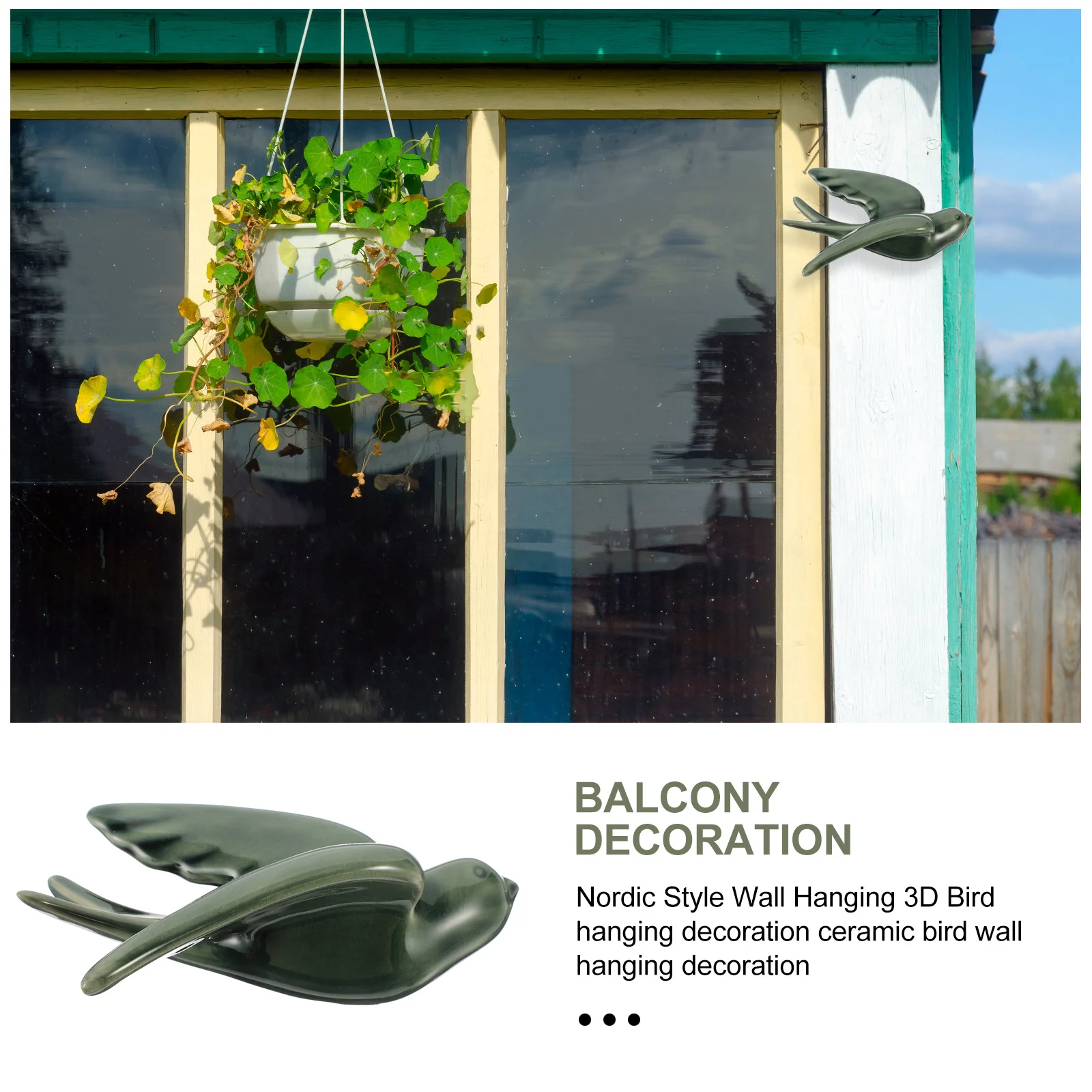 

Premium Ceramic Bird Wall Ornament 3D Hanging Decor with Hole for Easy Installation Versatile Home Garden Decoration