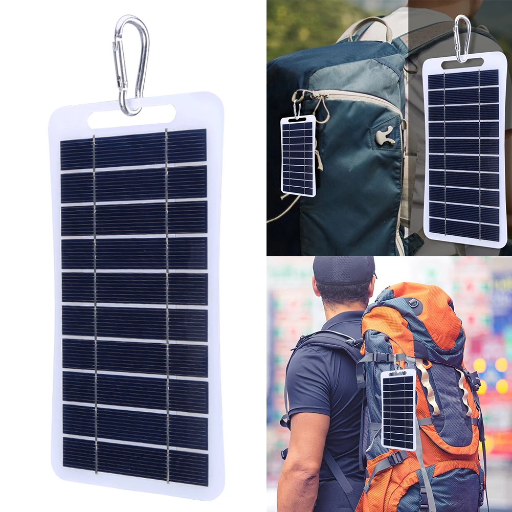 2W 5V Portable Solar Panel USB Mobile Phone Charging Panel Waterproof Solar Battery Charger for Outdoor Camping Phone Power Bank