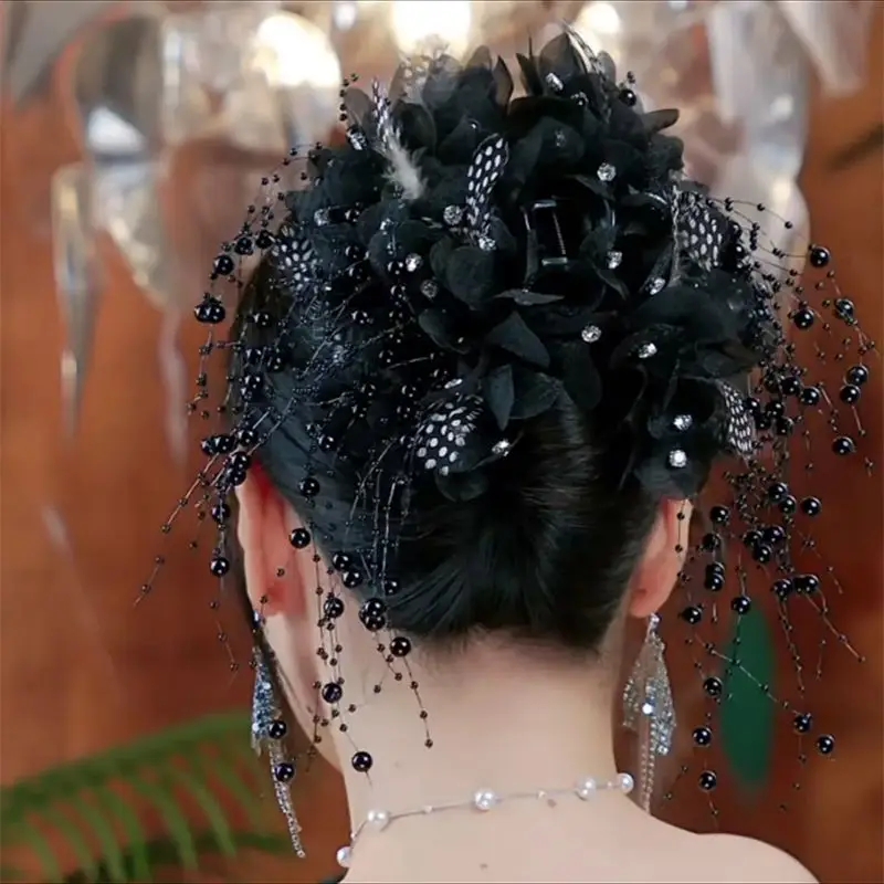 Französisch Stil Blume Quasten Haarnadeln Haar Clip für Frauen Dame Haar Styling Werkzeuge Haar Klaue Weibliche Neue Kopfbedeckungen Zubehör – Detail 2