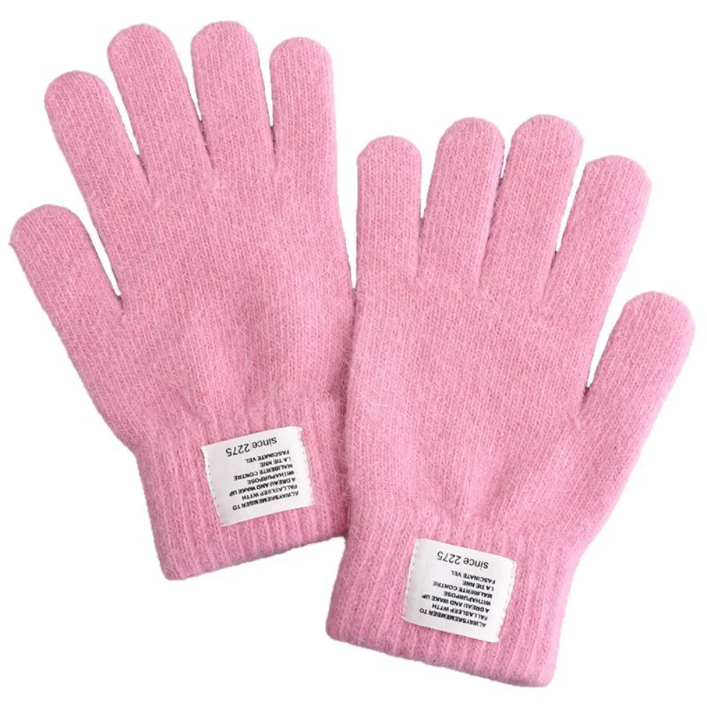 Gants chauds d'hiver pour femmes, doigts complets, couleurs acidulées, élasticité pour écran tactile, gants tricotés, Protection contre le froid, coupe-vent