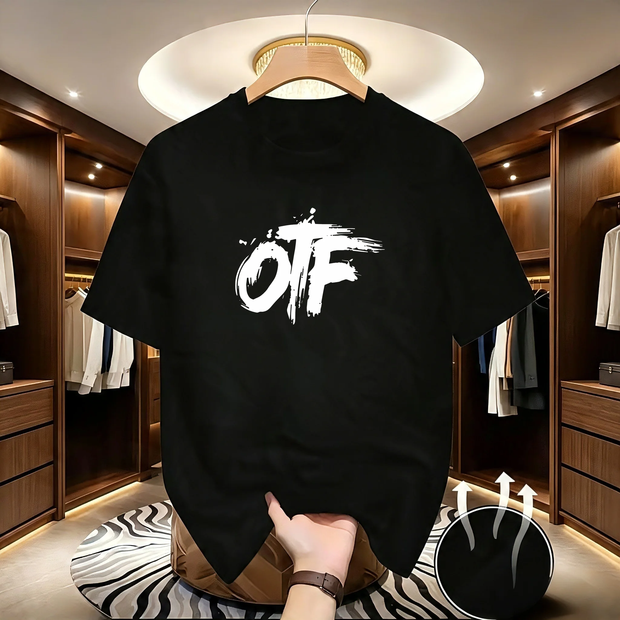 Men's New Summer T-shirt, Casual and Loose-fitting, Fashionable Letter Pattern T-shirt for Men, Printed Round-neck T-shirt