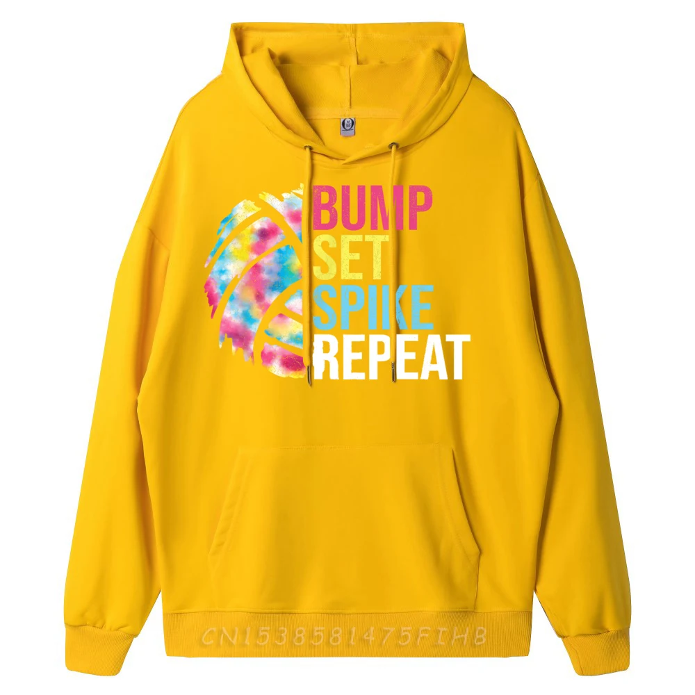Bump Set Spike Repeat Volleyball Normal Long Sleeve Hoodies New Year Day Crewneck Mens Hoodies Normal Hoodies Loose