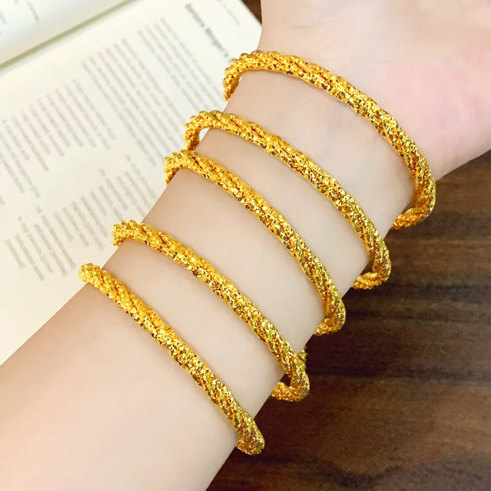 Mahua bracelet women's senior sense all go with the girlfriend simple hand ornaments 9999gold