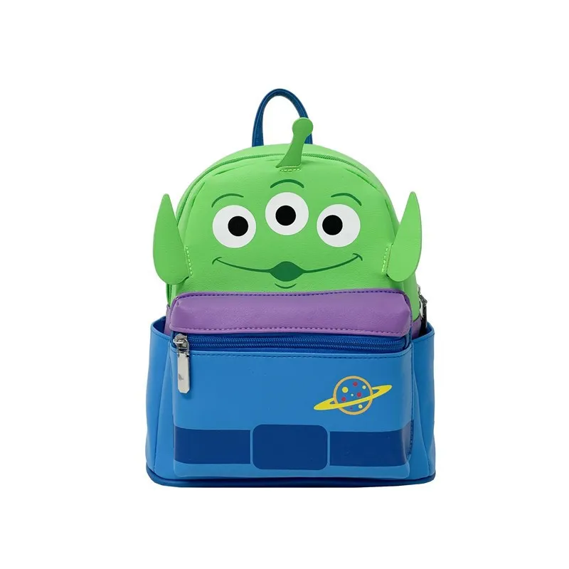 Disney Anime Toy Story Alien Schoolbag Cute Backpack Shoulder Bag Cartoon Creative PU Bag Student Birthday Gift