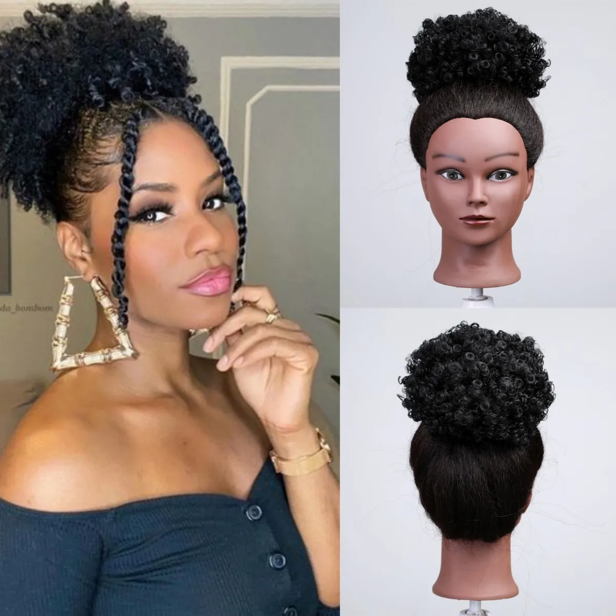 Afro Puff Drawstring Ponytail Extension for Black Women, Premium 45 Gram Short Synthetic for Natural Hair, Curly hair Extensions