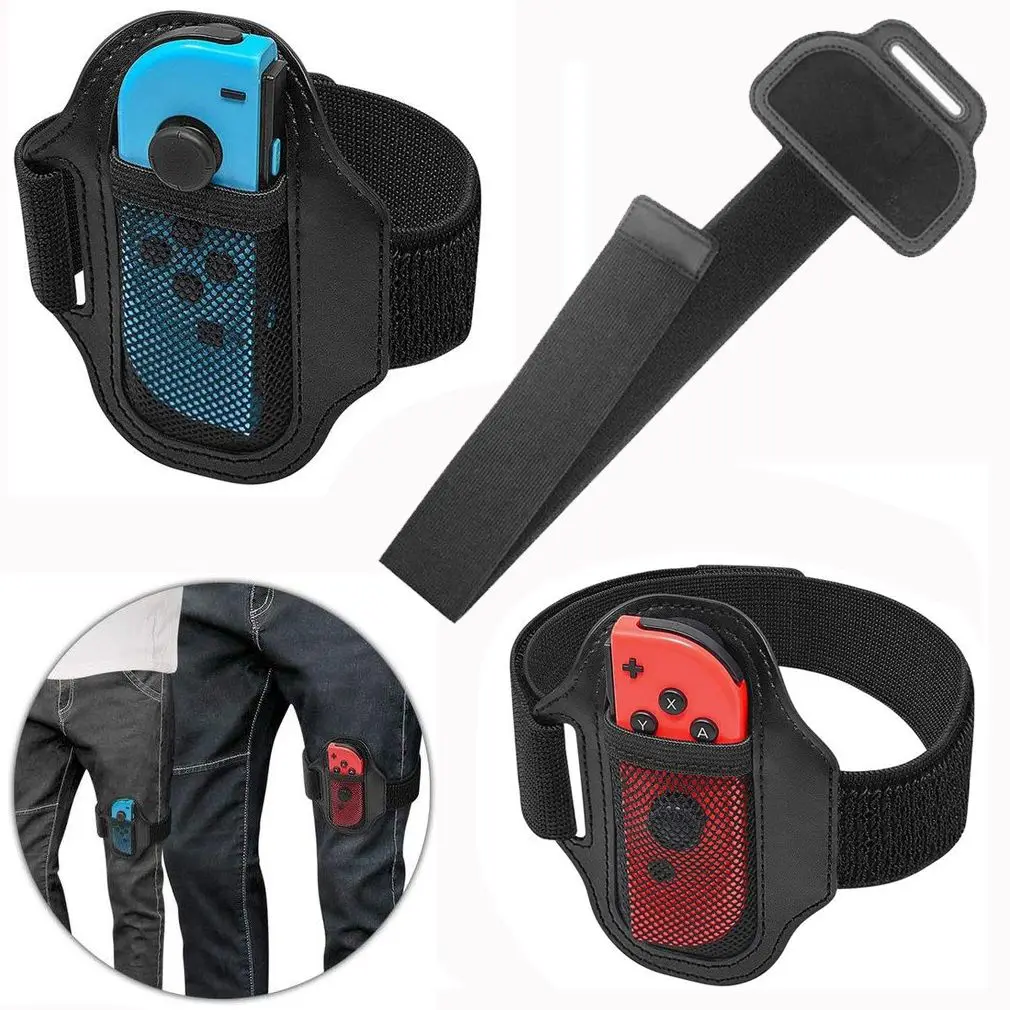 2 pezzi sportivi traspiranti regolabili supporto per maniglia da gioco fascia elastica cinturino per gamba anello cravatta per Nintendo Switch Joycon