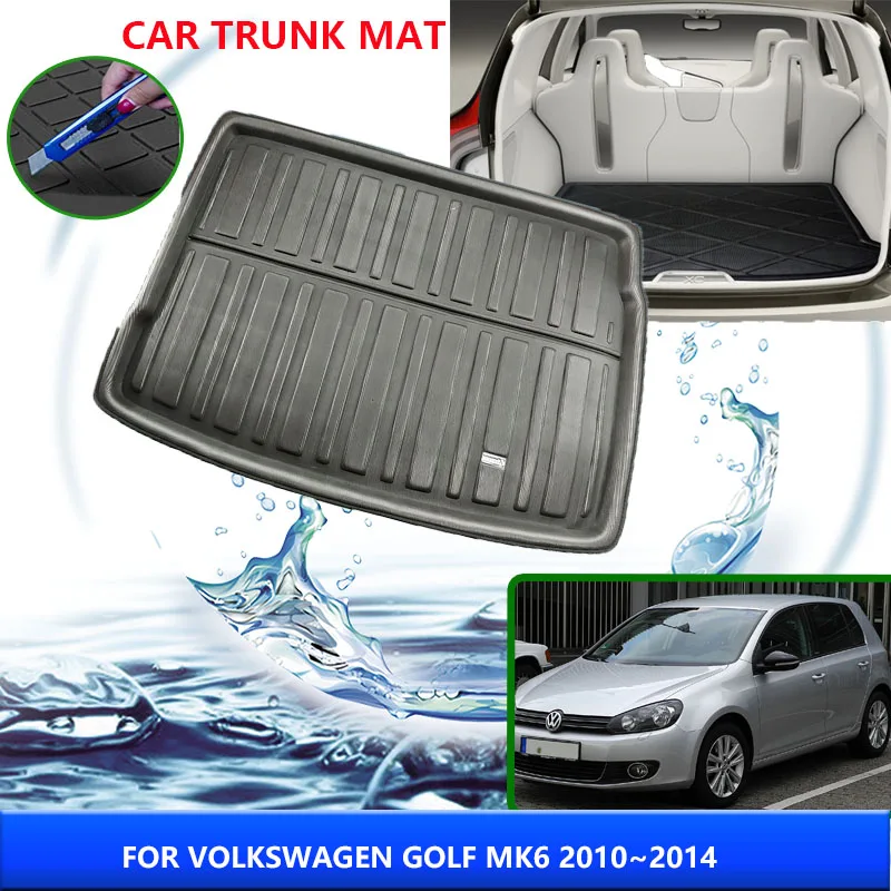 Trunk Mat For Volkswagen VW Golf 6 Mk6 2010 2011 2012 2013 2014 High Temperature Resistant Storage Carpet Interior Accessories