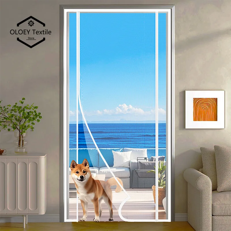 

Magnetic Door Screen Window Mosquito White Mesh Custom Size Fiberglass Mesh Detachable and Washable Pet Door Bedroom Door