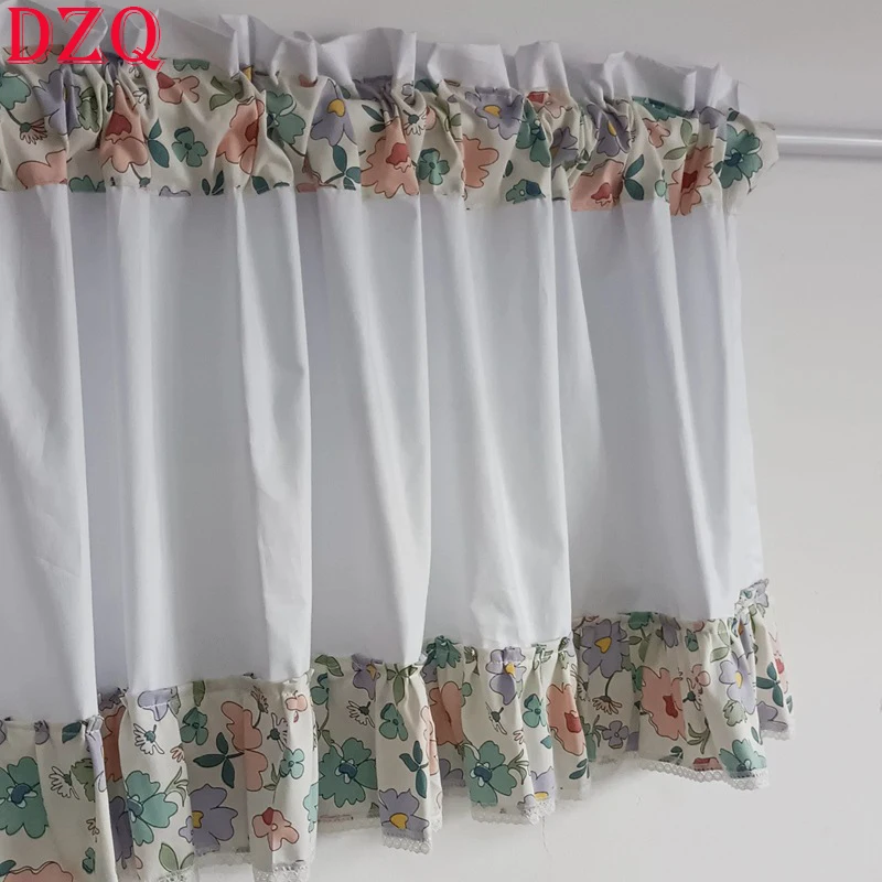 ستائر قصيرة على شكل زهور حلوة كورية لغرفة المعيشة ستائر نصف مرقعة بالزهور اليابانية للمطبخ # أ651 #1