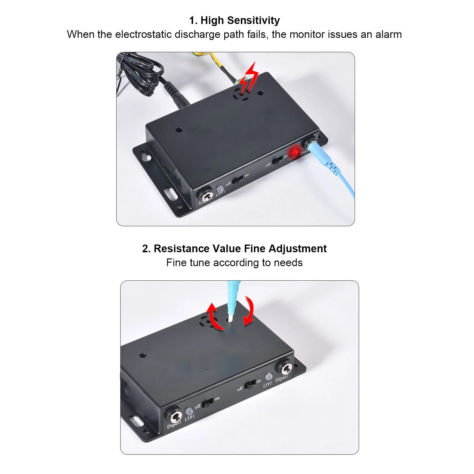 Esd on-line pulseira monitor de pulseira estática esd pulseira de pulso testador estação dupla pulseira antiestática monitor on-line