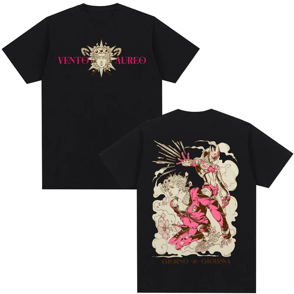 Camiseta Retro de Anime JoJo Vento Aureo Giorno Giovanna, Verano 2026, Unisex, Estilo Y2K, Streetwear, Algodón, Diseño Gráfico