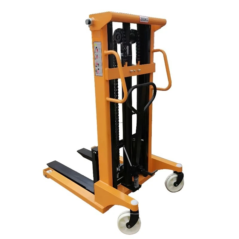 Manual Forklift Trolley Two Stages Mast Structure Solid Rubber Wheels Reinforced Body Flexible Operation For Pallet Stacking Use