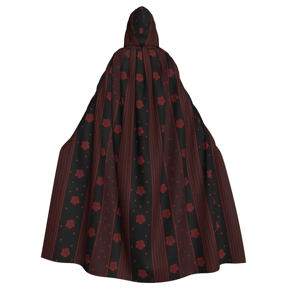 Black Red Flower Funny Cosplay Cloak Halloween Rose Hooded Cape for Aldult
