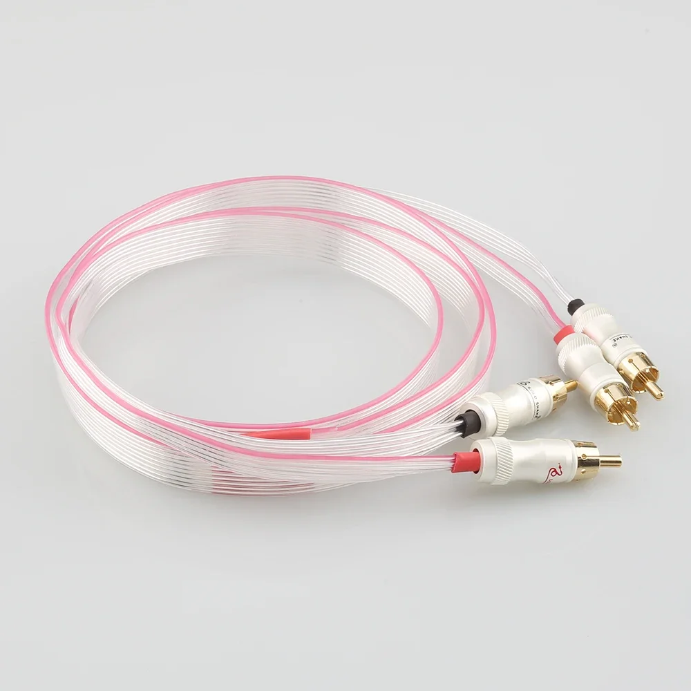 Cabo de sinal plano banhado a prata Heven OCC branco HiFi com cabo de interconexão RCA banhado a ouro para Nordost