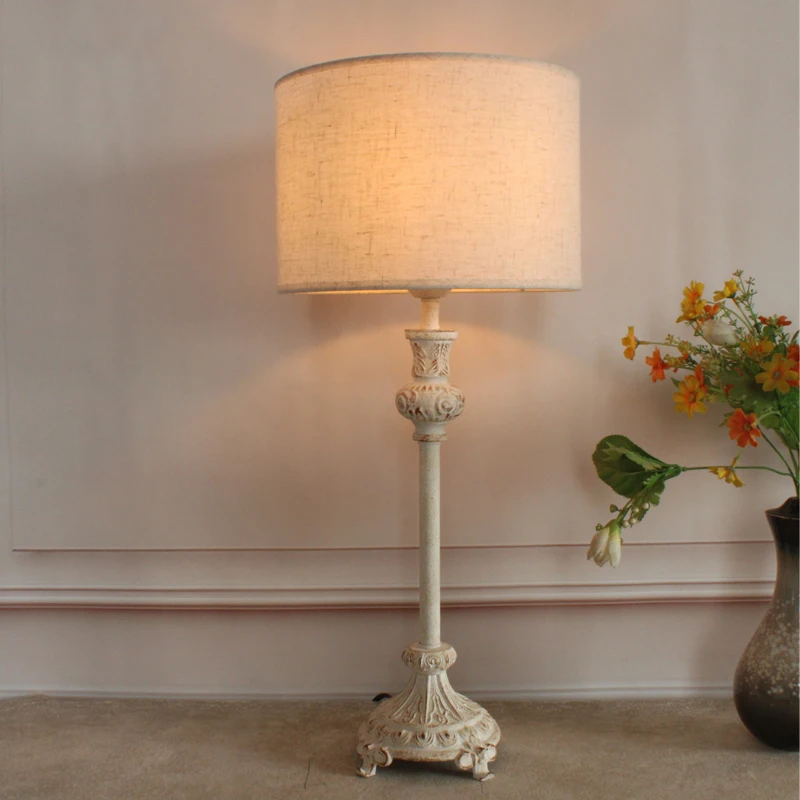 

Американские ностальгические ретро настольные лампы, светодиодные сельские пасторальные средневековые настольные лампы для гостиной, кабинета, спальни, прикроватной атмосферы, тканевые настольные светильники