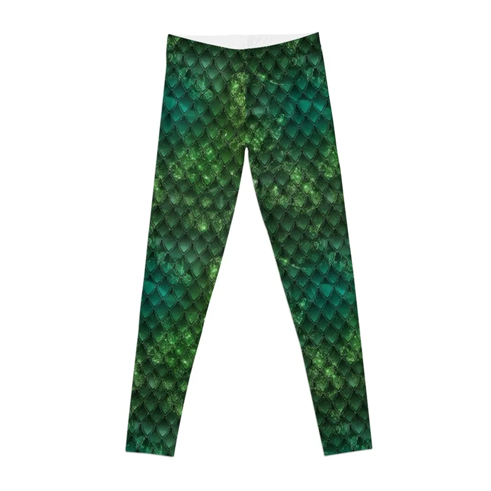 Sparkly dragon scale design - dark green Leggings sports leggings woman