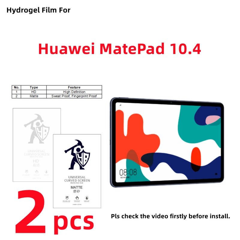 

2pcs HD Hydrogel Film For Huawei MatePad 10.4 Matte Tablets Screen Protector For Huawei MatePad 10.4 inches Clear/Frosted Film