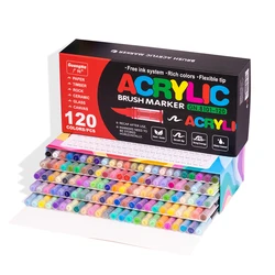 GN 72/120 Colors Acrylic Marker Pens Waterproof Pen Soft brush Nib Student Art For Glass Stone Metal Glass Wood Plasctic Paper