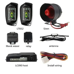 SPY Universal Two Way LCD Car Alarm System Remote Control Immobilization Smart Start Stop Button Lock Kit