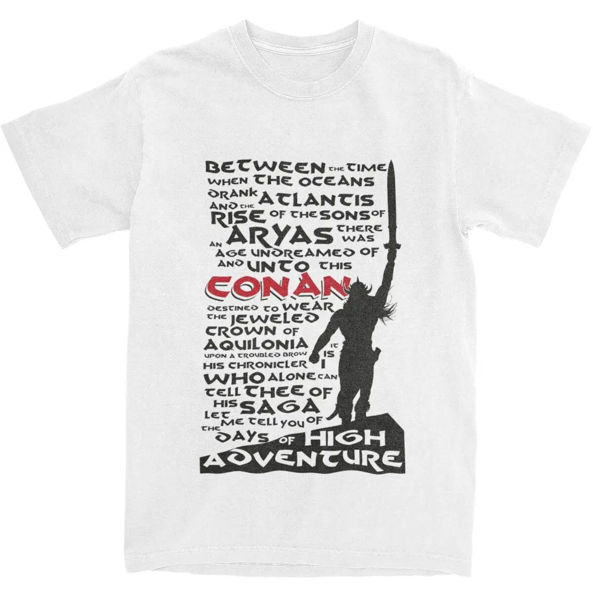 Conan The Barbarian Merch T-Shirts for Men Women Days of High Adventure Fashion Cotton Summer Clothes