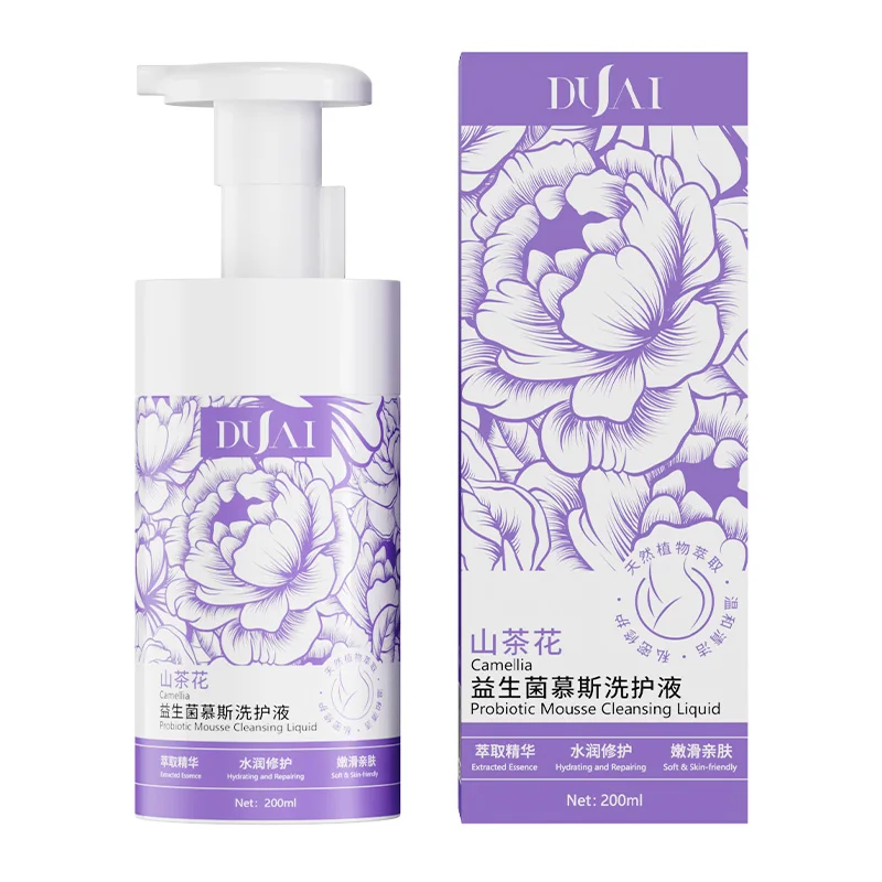 DUAI Camellia Probiotic Intimate Hygiene Mousse Wash 200ml, Feminine Care Foam with Hyaluronic Acid, Gentle Hydrating
