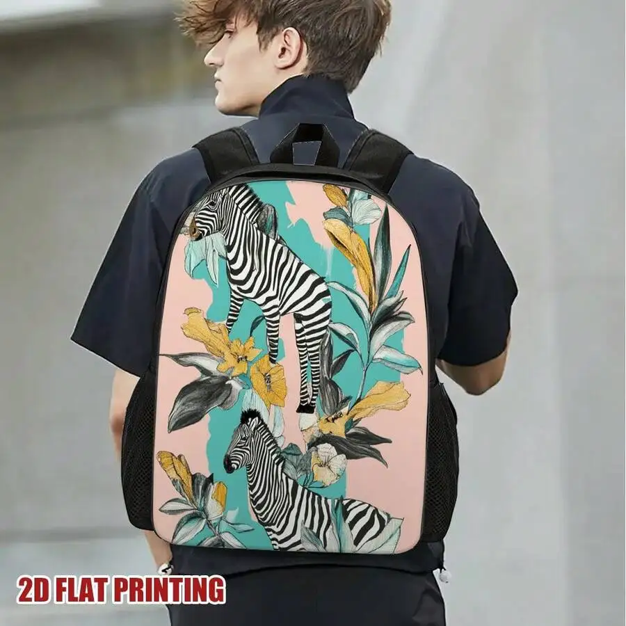 Lightweight Jungle Animal Print Backpack With Zipper Closure Spacious Casual Travel Daily Use