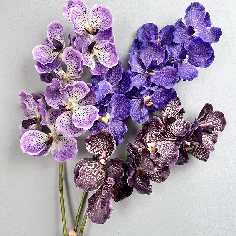 

2pcs Artificial Flowers Soft Glue Bandai Orchids Home Decor Simulation Flower Purple Blue Bandai Orchid Bedroom Decoration