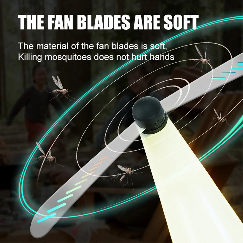 Outdoor Indoor Fly Fan with Holographic Blades Fly Fan for Tables LED Light Keep Flies Away for Picnic Restaurant Party Home BBQ