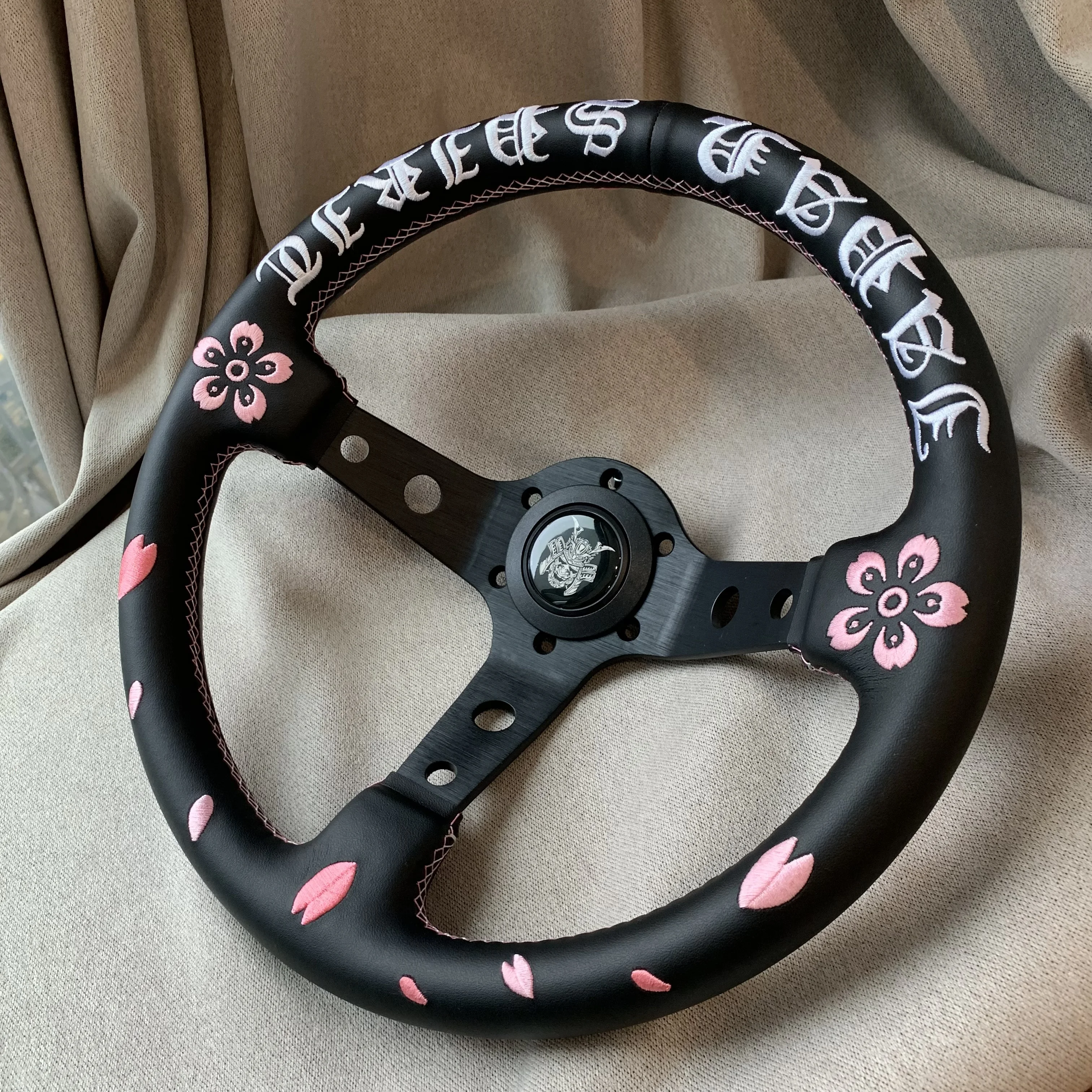 

Tiypeor JDM ghost samurai cherry blossom drift Car steering wheel deep concave custom logo Auto steering wheel