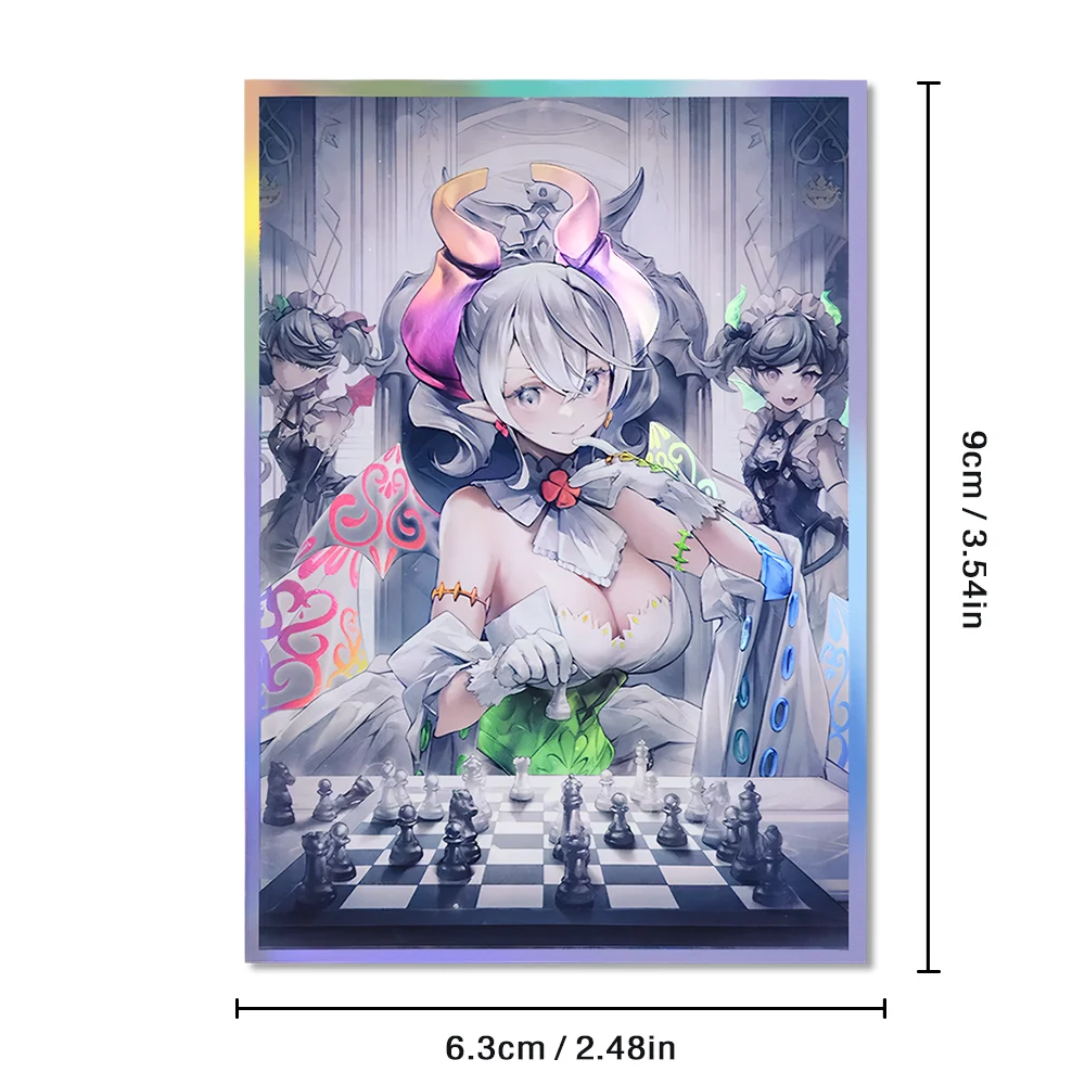 63×90mm 100PCS Laser Holographic Flashing Anime Card Sleeves for YGO/TCG Top Loading Cartoon Deck Shield Card Cover