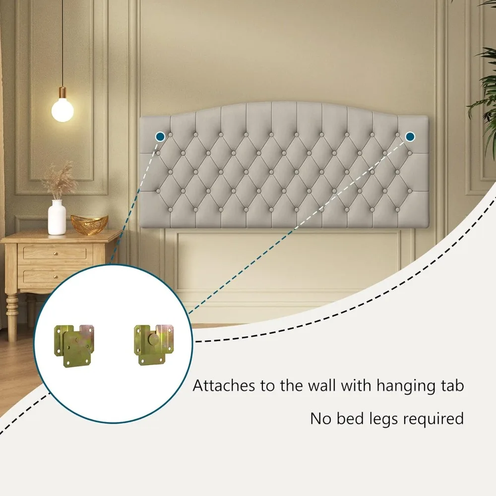 Testiera Queen/Full Size in velluto - montabile a parete, compatibile con struttura letto, imbottitura in spugna ad alta densità, comfort lussuoso, moderno