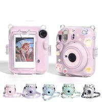 For Fujifilm Instax Mini 12 Transparent Camera Case Protective Carry Bag Cover with Shoulder Strap Storage Bag Rope Sticker Sets